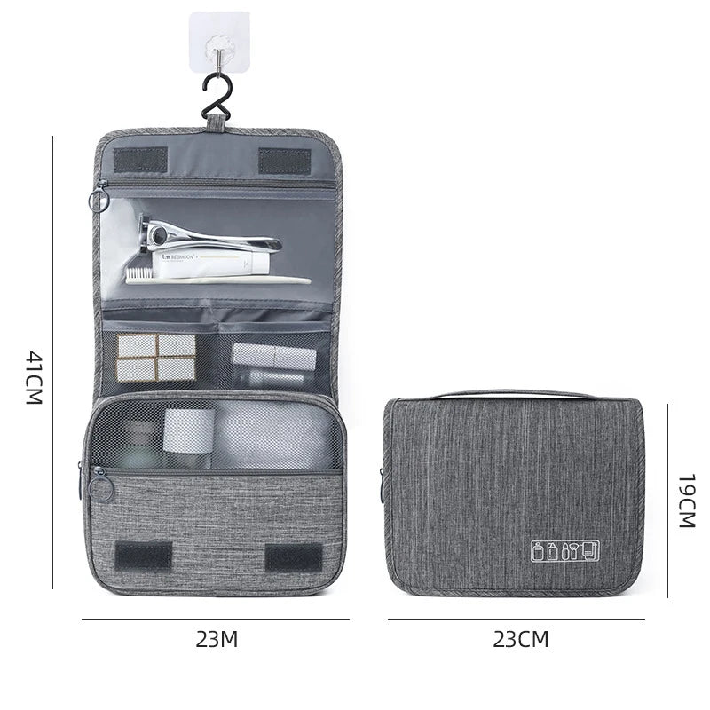 Foldable Toiletry Bag Organizer Hanging Storage Bag Bathroom Makeup Bag Case Travel Dry And Wet Separation Cosmetic Wash Bag