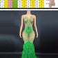 Products Blue Rhinestone Feather Dress Mesh Red Evening Elegant Evening Dresses Luxury Abito Da Cerimonia Donna Birthday Dresses