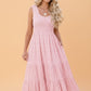 Shirred Pleated Square Neck Sleeveless Midi Dress