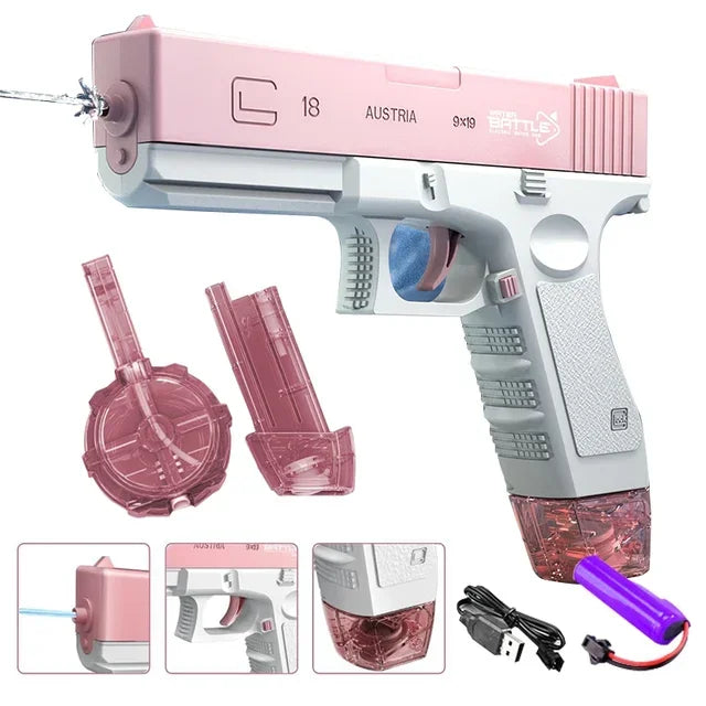 Electric Automatic Water Storage Gun Toys Portable Children Summer Beach Outdoor Fight Fantasy Spray Gun Toys Boy Kid Adult Game