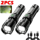 9900LM Powerful LED Flashlight Battery Display USB Rechargeable Light Telescopic Zoom Torch Lamp Outdoor Camping Fishing Lantern