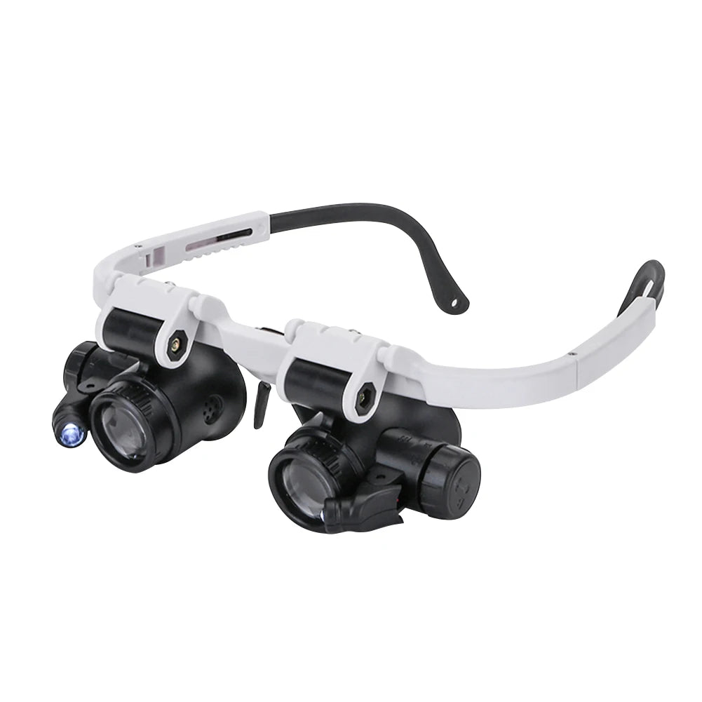 Hot sell 2XLED Watch Jeweler Repair Magnifier Head-Mounted Headband Adjustable Magnifying Head Eye Glasses Loupe Lens 8X 15X