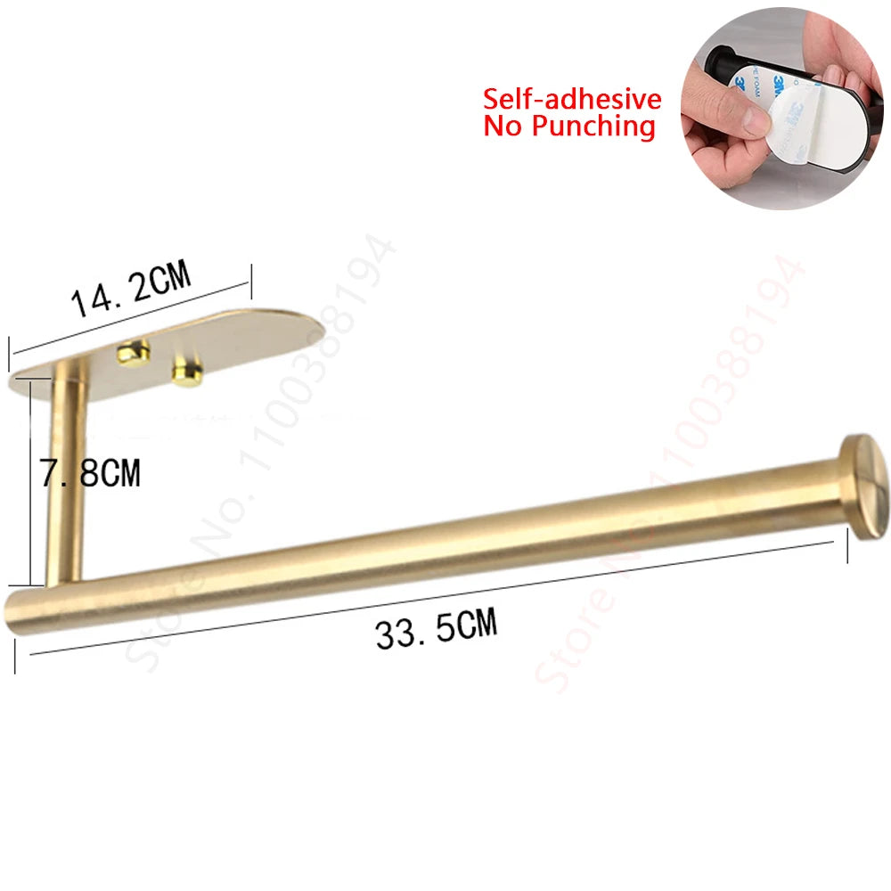 Self-Adhesive Toilet Paper Holder Bathroom Stainless Towel Holder Toilet Punch-free Roll Paper Holder Kitchen Hook Storage Holde
