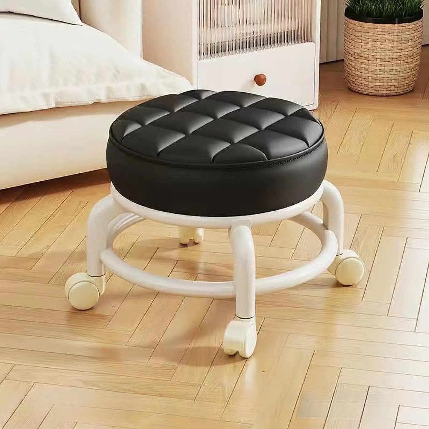 Pulley, Low Stool, Universal Wheel, Small Stool, Seat with Wheels, CHILDREN'S Multi-functional Shoe Changing Stool, round Stool