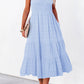 Shirred Pleated Square Neck Sleeveless Midi Dress