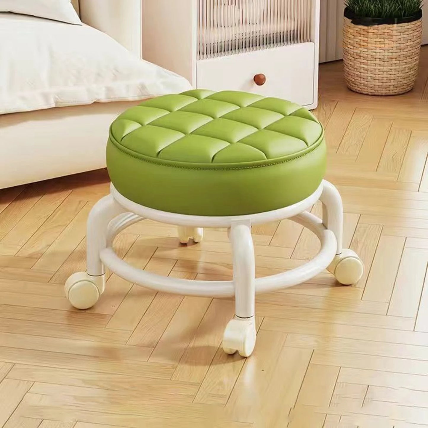 Pulley, Low Stool, Universal Wheel, Small Stool, Seat with Wheels, CHILDREN'S Multi-functional Shoe Changing Stool, round Stool