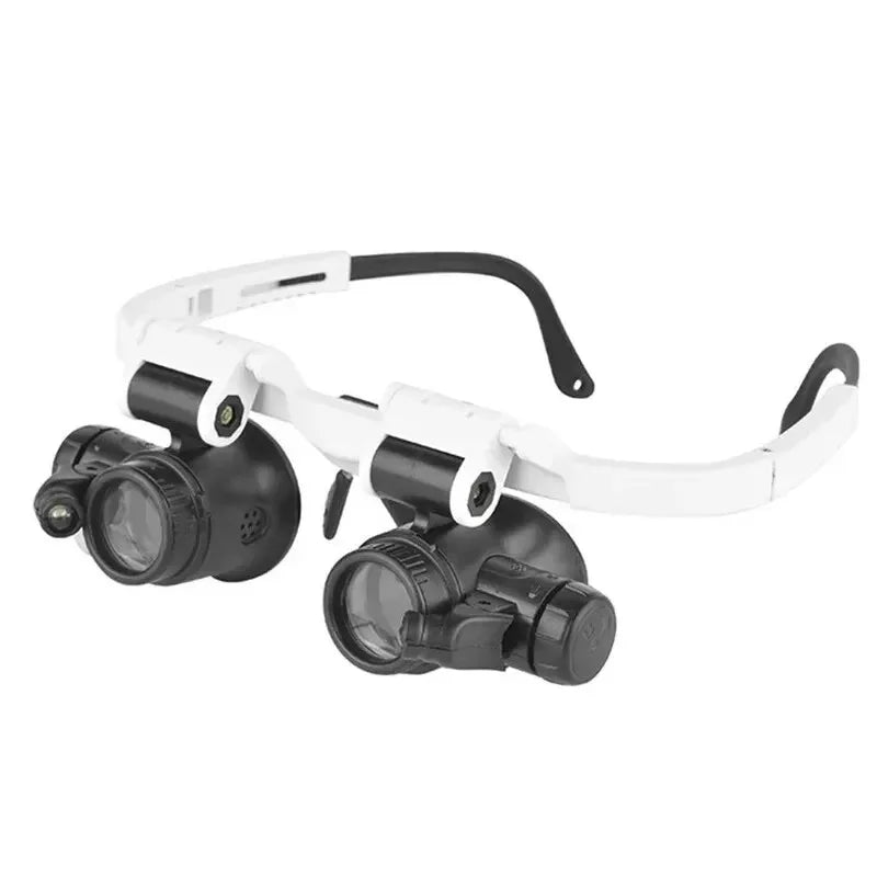 Magnifying Glass with LED Light Head-wearing Glasses Jewelry Loupe Welding Soldering Tools 8X 15X 23X