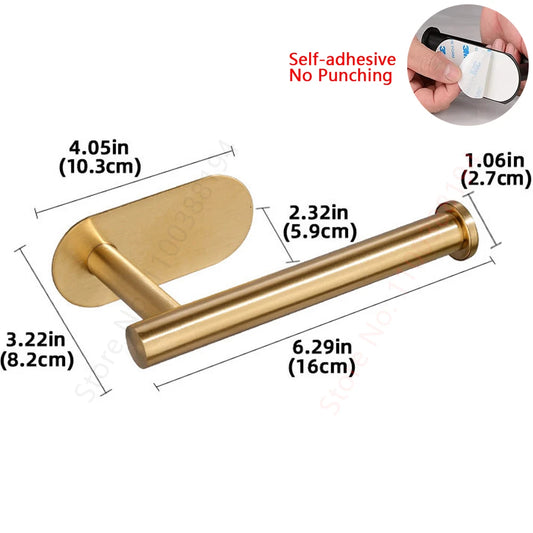 Self-Adhesive Toilet Paper Holder Bathroom Stainless Towel Holder Toilet Punch-free Roll Paper Holder Kitchen Hook Storage Holde