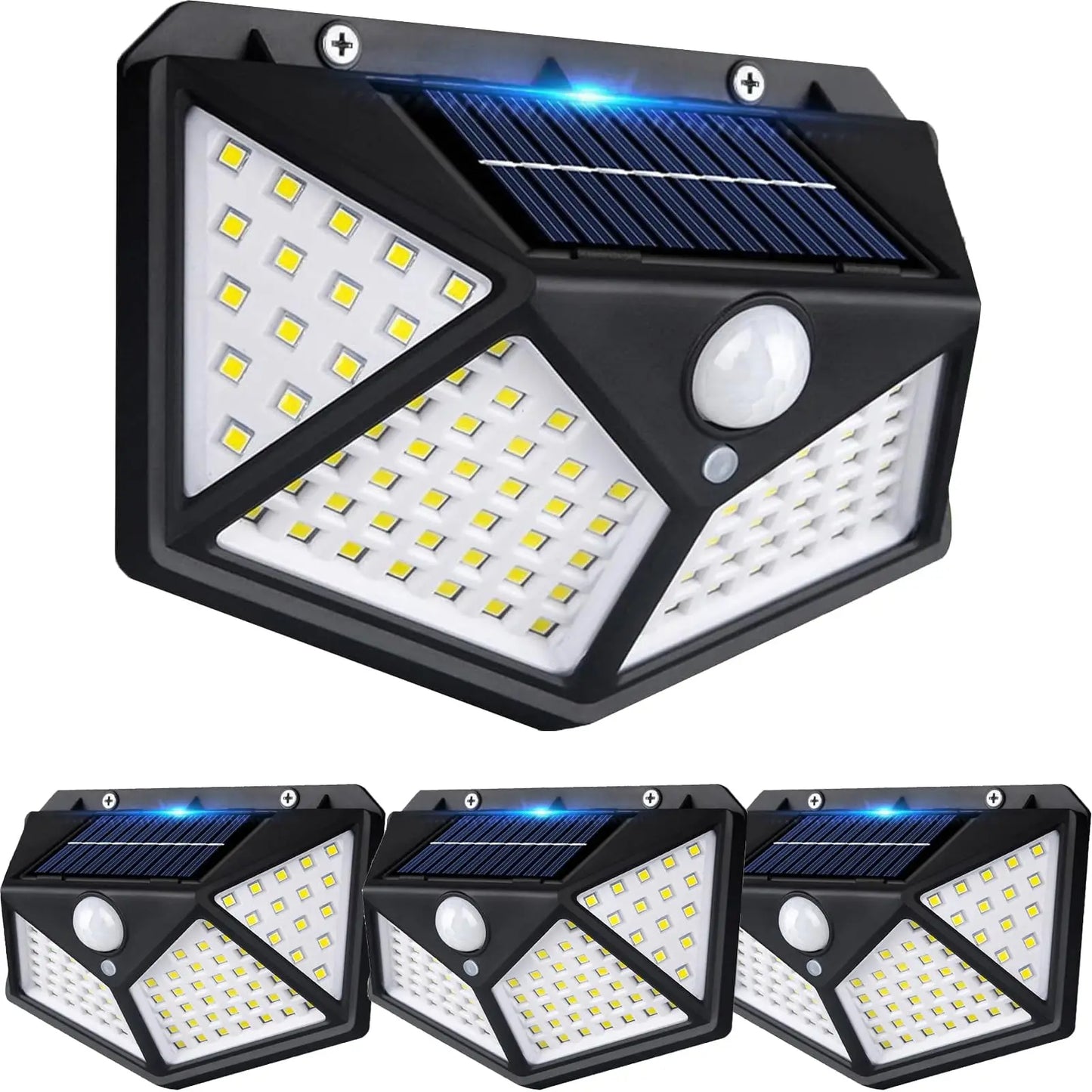 1/2/4/6Pcs 100 LED Wall Lights Outdoor Solar Lamp PIR Motion Sensor Solar Powered Sunlight Street Light for Garden Decoration