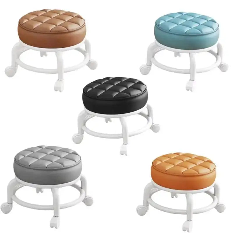 Pulley, Low Stool, Universal Wheel, Small Stool, Seat with Wheels, CHILDREN'S Multi-functional Shoe Changing Stool, round Stool