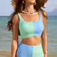 Colorblock Corded Square Neck Bikini Swimsuit