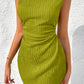 Textured Ruched Side Bodycon Tank Dress