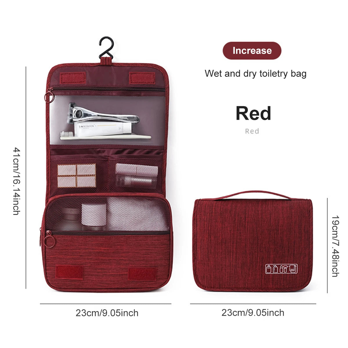 Foldable Toiletry Bag Organizer Hanging Storage Bag Bathroom Makeup Bag Case Travel Dry And Wet Separation Cosmetic Wash Bag