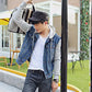 Men's Korean Style Denim Jacket with Removable Hood