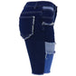 High Waist Color Block Denim Shorts with Pockets