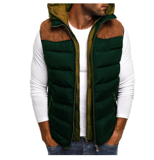 Men's Fashion Color Block Cotton Jacket with Hood