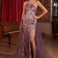 One Shoulder Glitter & Tulle Gown