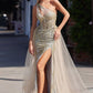 One Shoulder Glitter & Tulle Gown