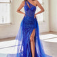 One Shoulder Glitter & Tulle Gown