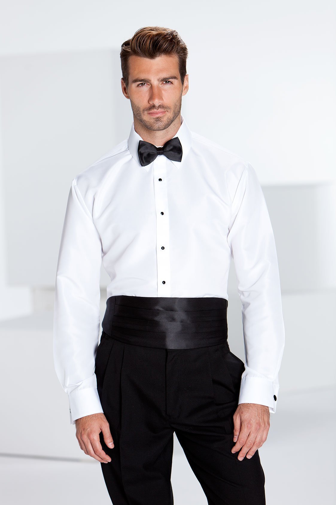 "Lido" Ivory Laydown Tuxedo Slim Fit Shirt