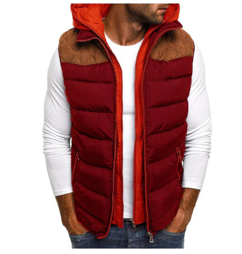 Men's Fashion Color Block Cotton Jacket with Hood