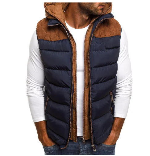 Men's Fashion Color Block Cotton Jacket with Hood
