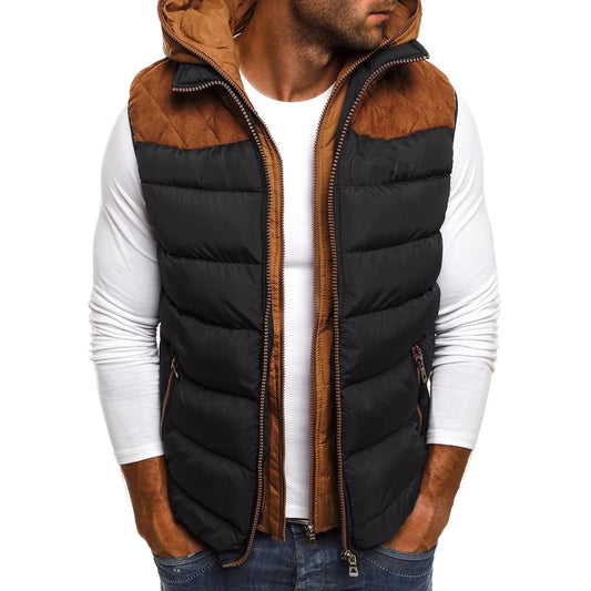 Men's Fashion Color Block Cotton Jacket with Hood