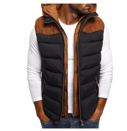 Men's Fashion Color Block Cotton Jacket with Hood