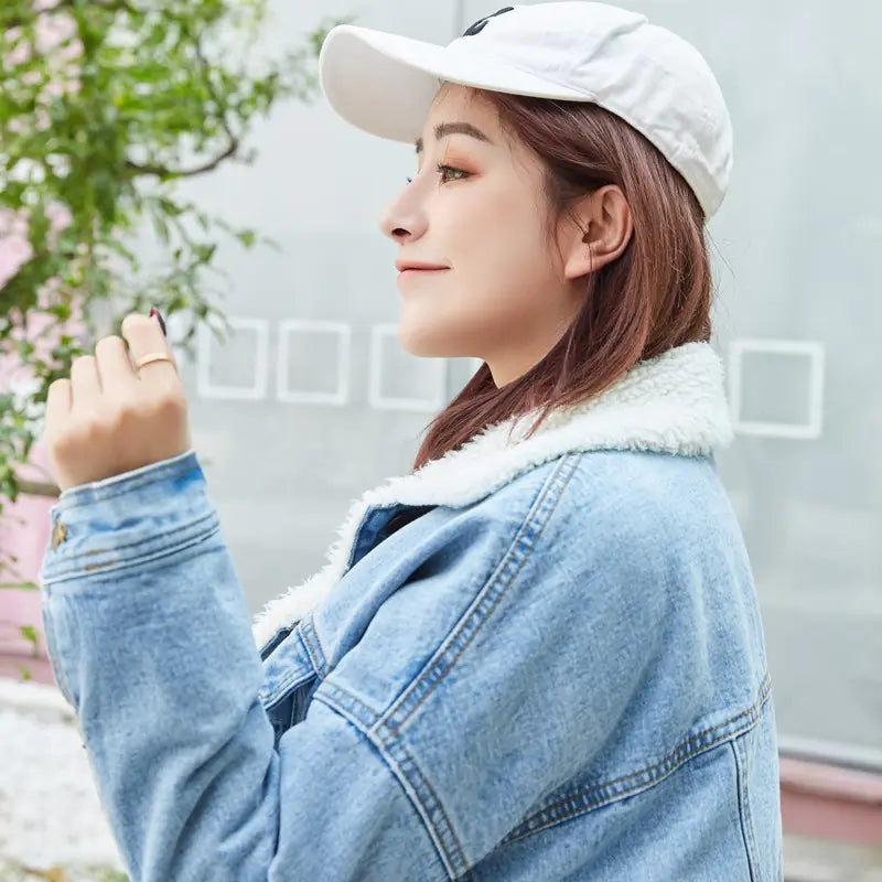 Women's Winter Denim Jacket with Fleece Lining