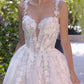 Ball Gown Wedding Dress Illusion Neckline, Delicate Floral Appliqué Straps, And A Corset Bodice With Dimensional Lace.