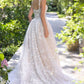 Ball Gown Wedding Dress Illusion Neckline, Delicate Floral Appliqué Straps, And A Corset Bodice With Dimensional Lace.