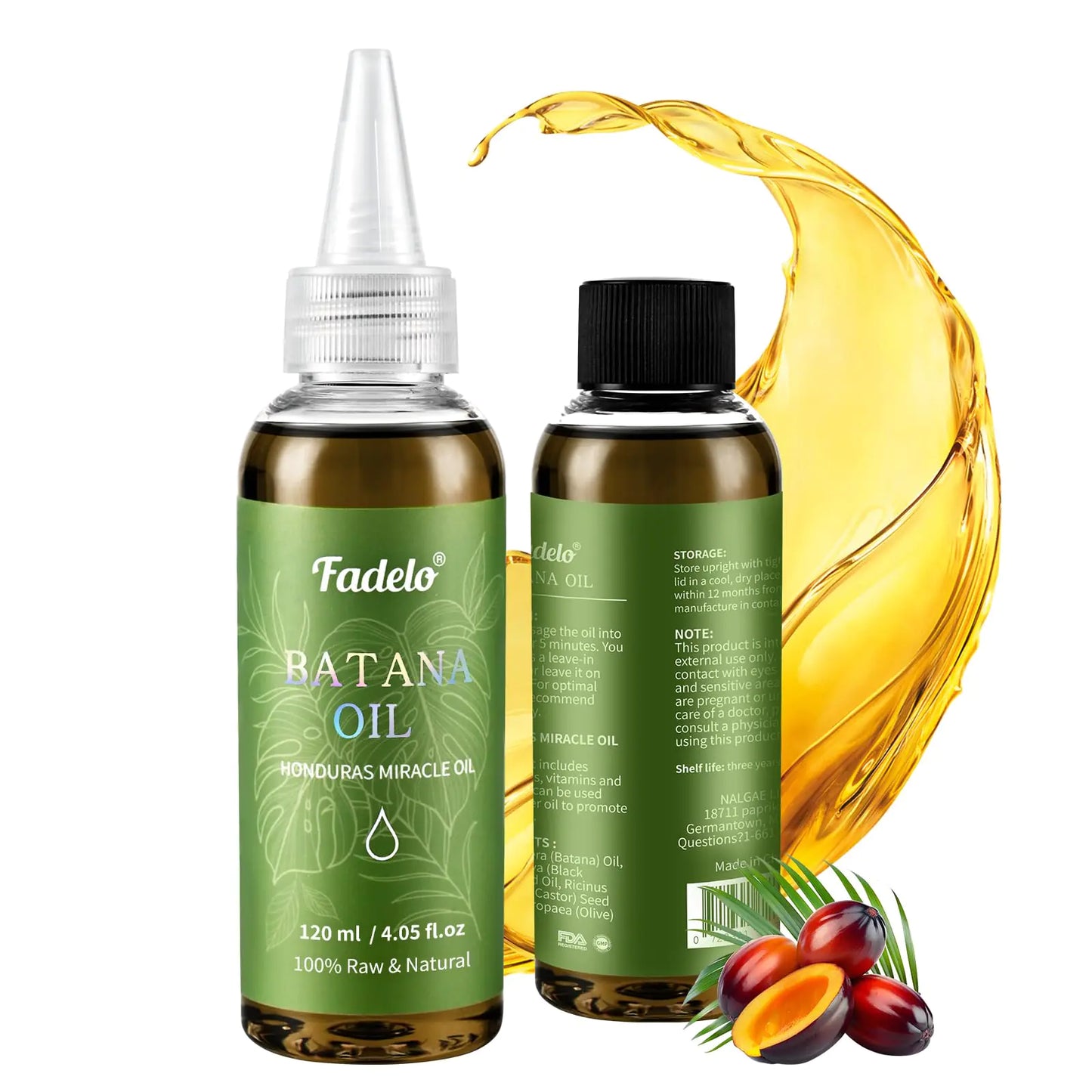 Fadelo Batana Oil - Dr Sebi Organic Oil for Hair Growth 100% Raw Pure & Natural from Honduras Deeply Nourishing Scalp for Thicker & Stronger Hair 4.05 fl oz